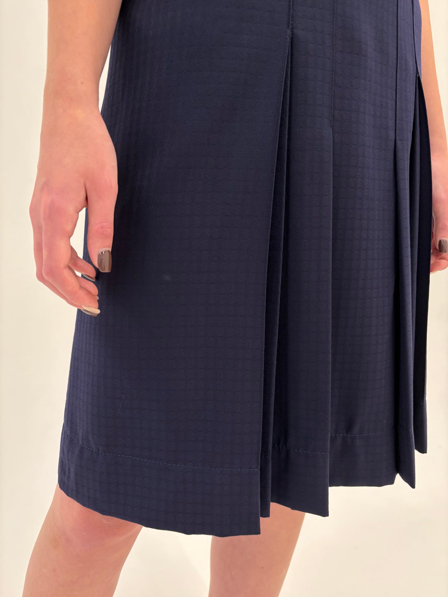 Fustă vintage plisată midi cu talie ultra înaltă marcată din lana extrafina