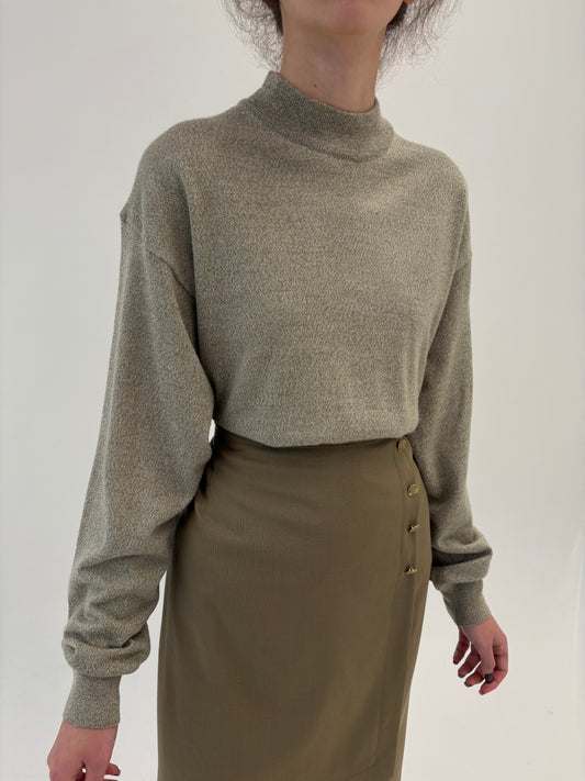 Maleta chimney sage green din lana merino extrafina în croi lejer