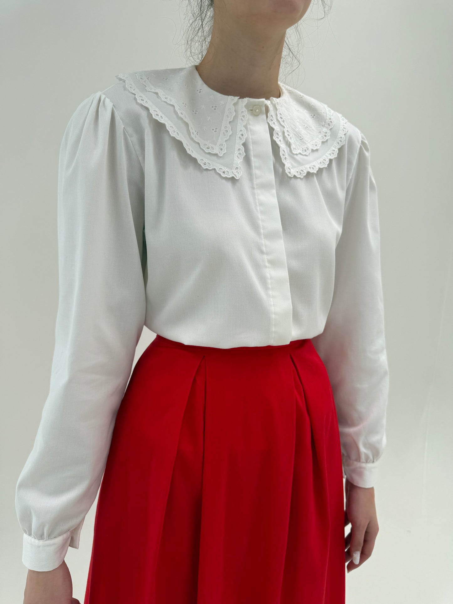 Cămașa vintage din poplin luxury cu guler dublu supradimensionat