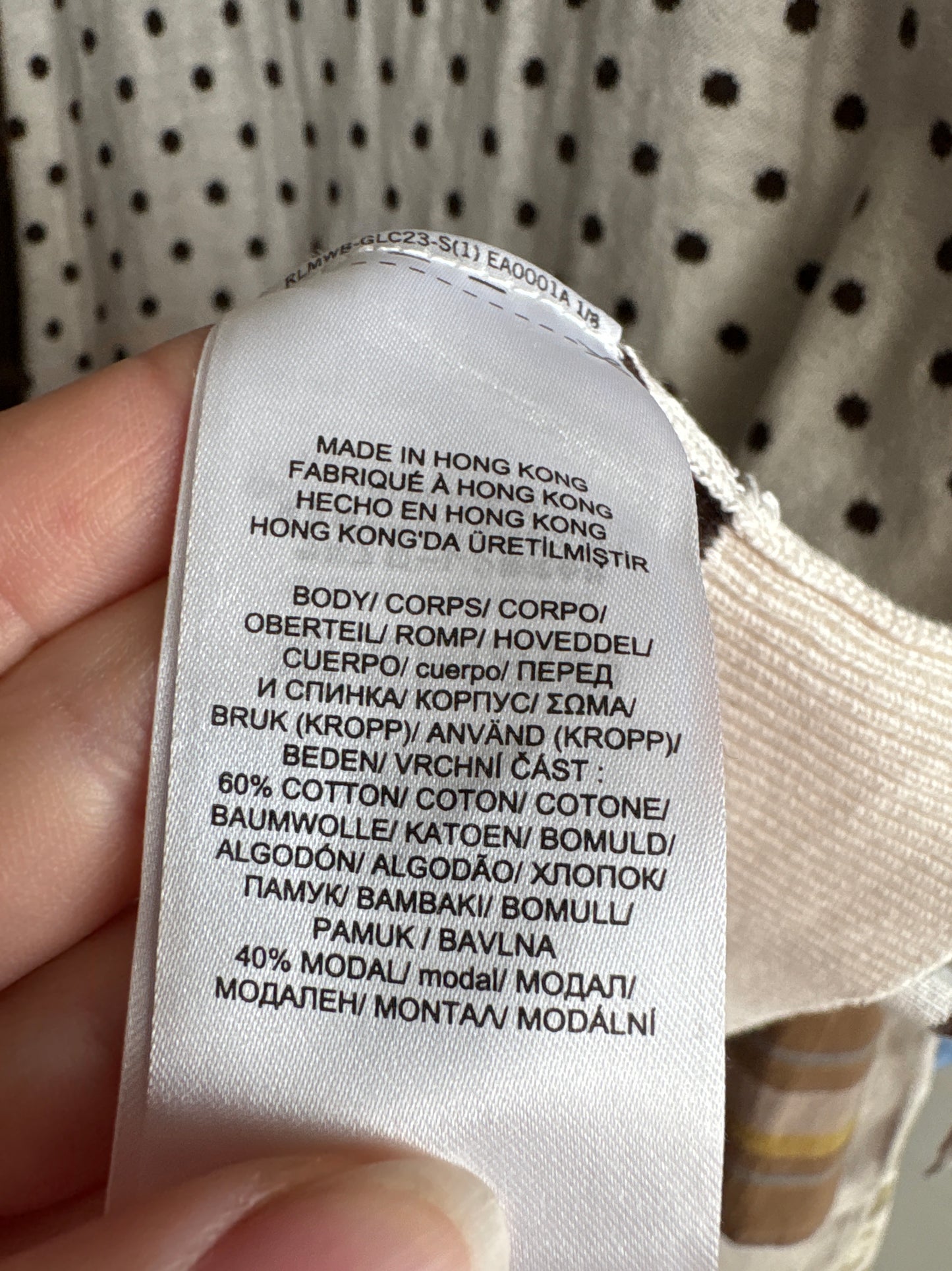 Top Ralph Lauren cu buline din jerse de bumbac cu modal