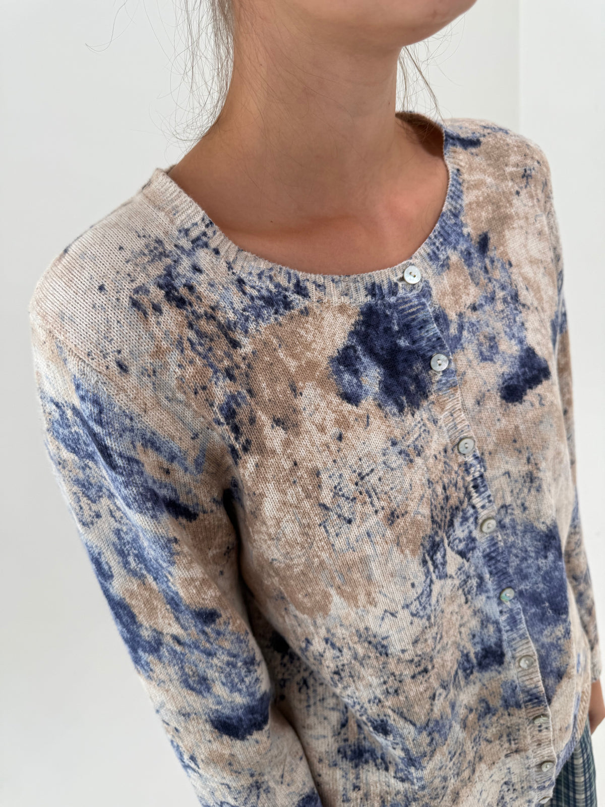 Cardigan camel cu print superb din bumbac premium