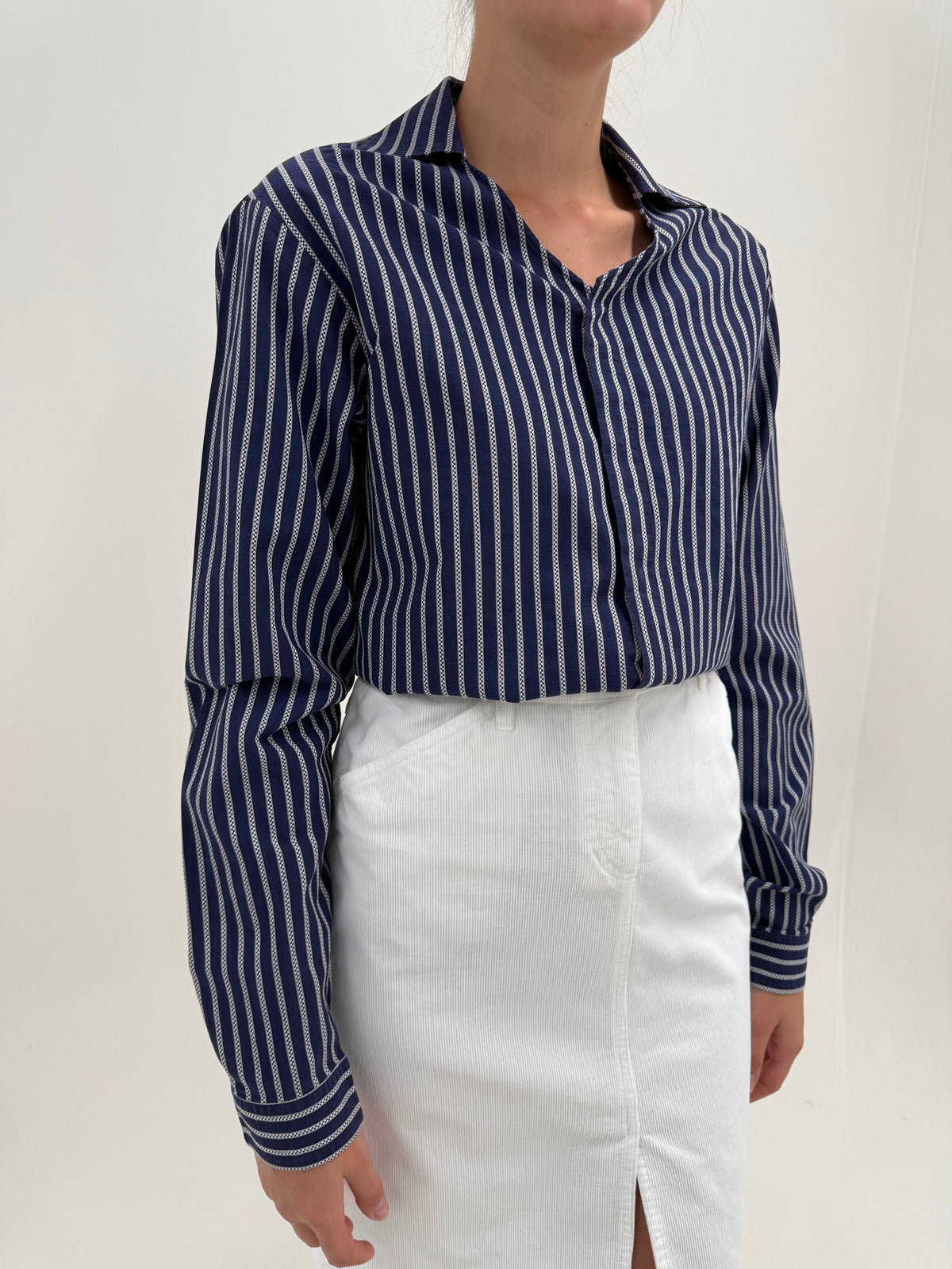 Cămașa Armani din poplin gros excepțional jacquard cu dungi verticale