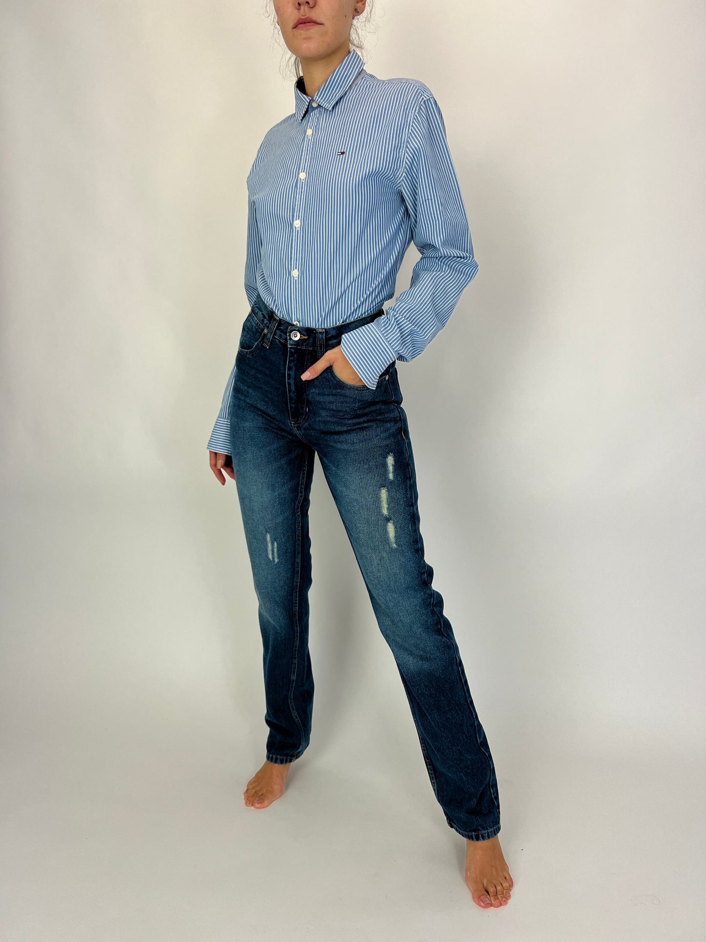 Jeanși premium cu talie înaltă