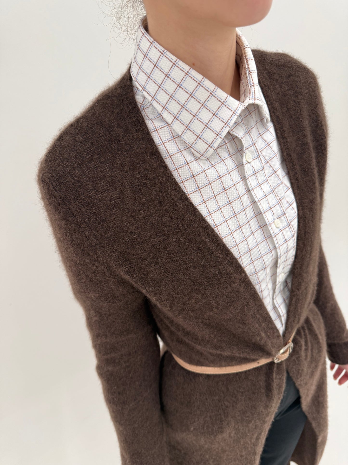 Cardigan maxi tall din cașmir italian chocolate brown multiply