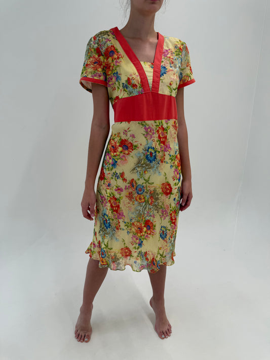 Rochie din mătase naturală cu talie Empire reglabilă butter yellow