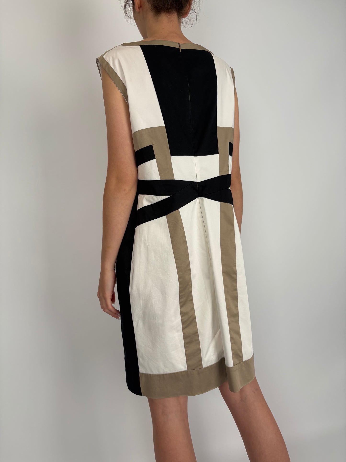Rochie business colorblock din poplin de bumbac cu ținuta