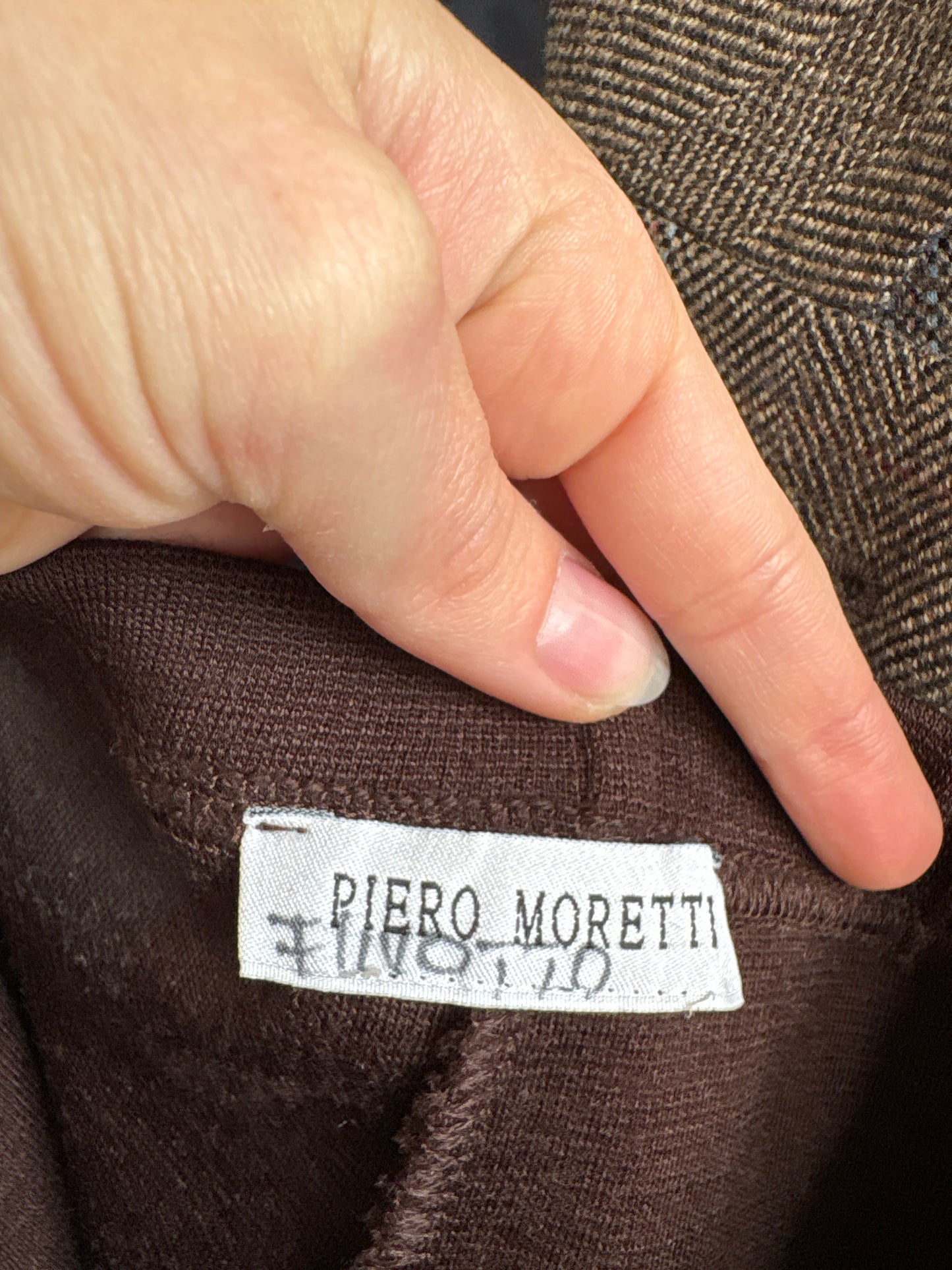 Pantaloni chocolate brown petite din tricot plin de lana extrafina