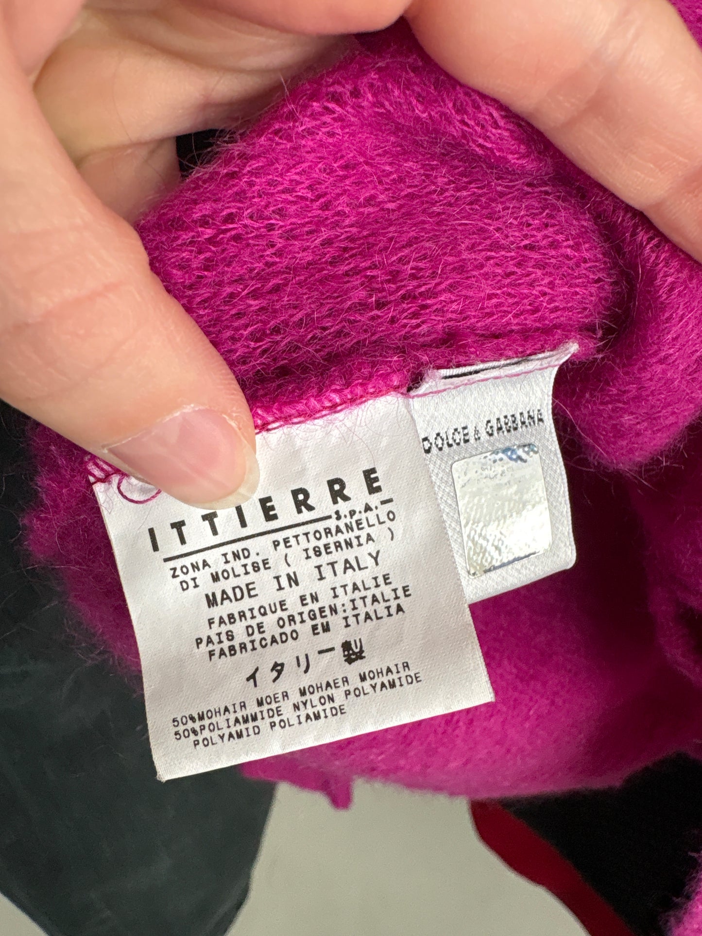 Set Dolce&Gabbana fucsia din mohair - cardigan + maieu