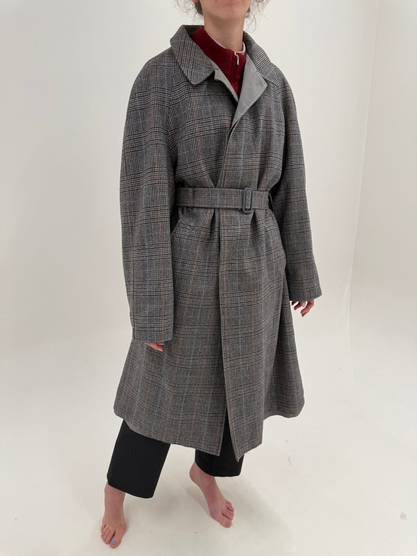 Palton vintage tip trench cu 2 fete una din lana și una din gabardină