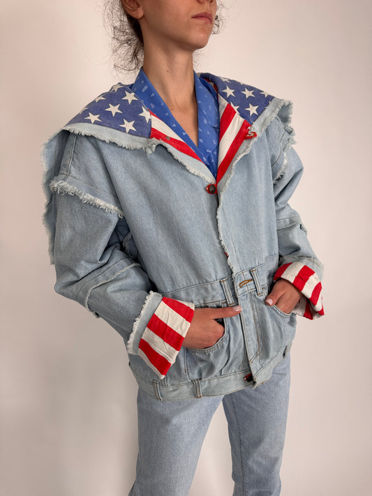 Geacă vintage din jeans moale în croi supradimensionat