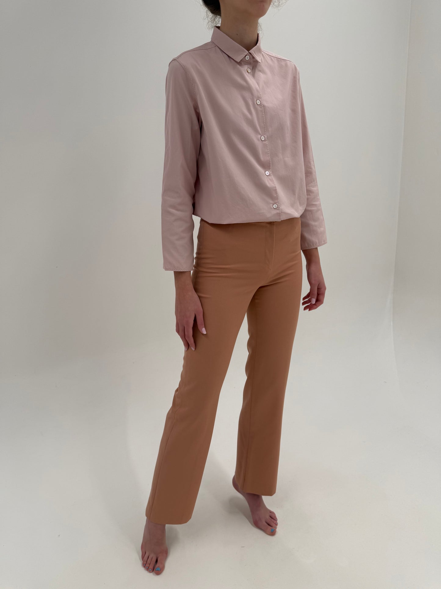 Pantaloni vintage Versace nude pink din stofă de lana extrafina