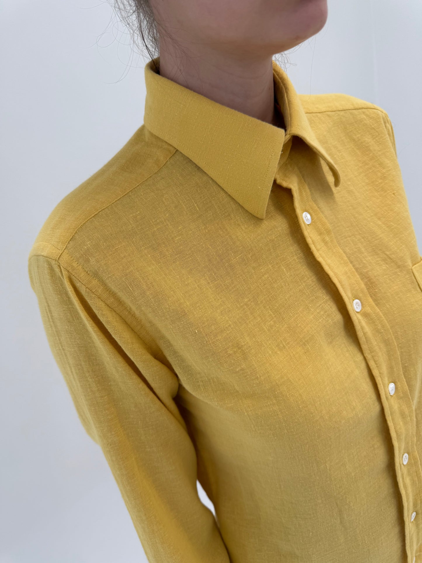 Cămașa vintage italiană de brand super premium butter yellow din in excepțional