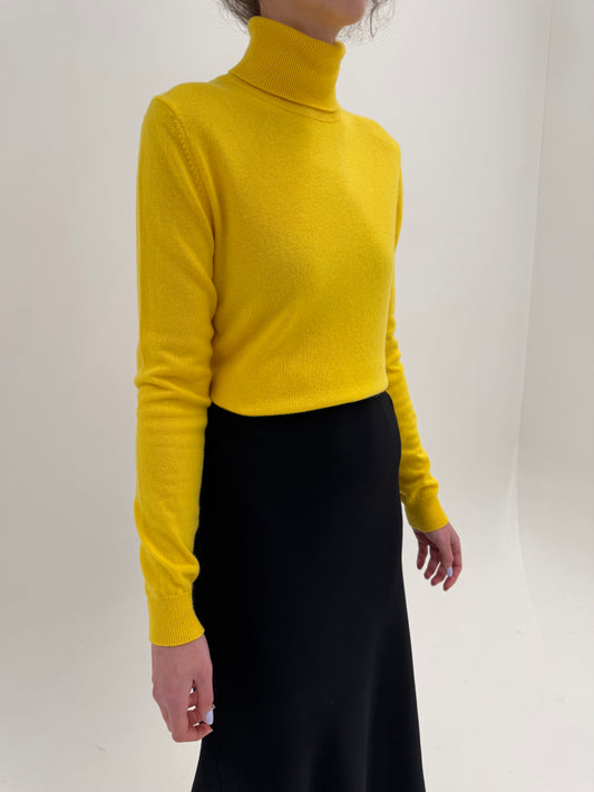 Maleta italiană lemon yellow din lana merino extrafina