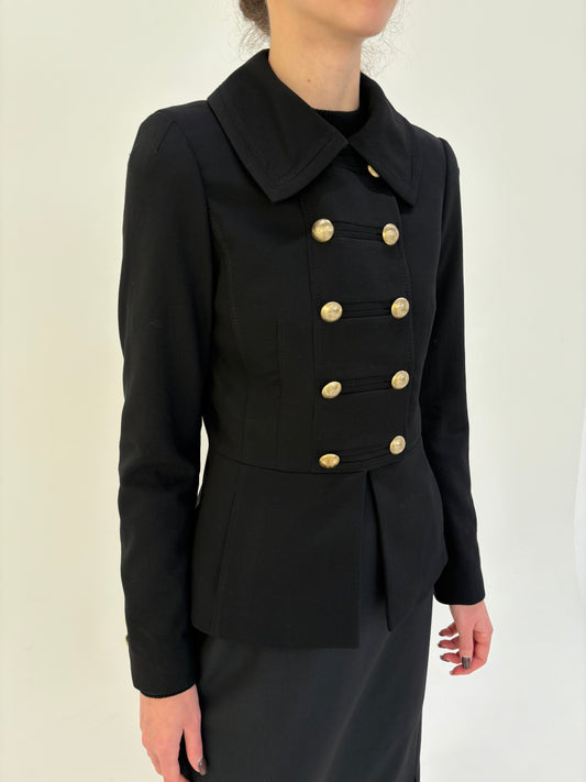 Sacou negru Escada cambrat cu influențe super actuale soft military