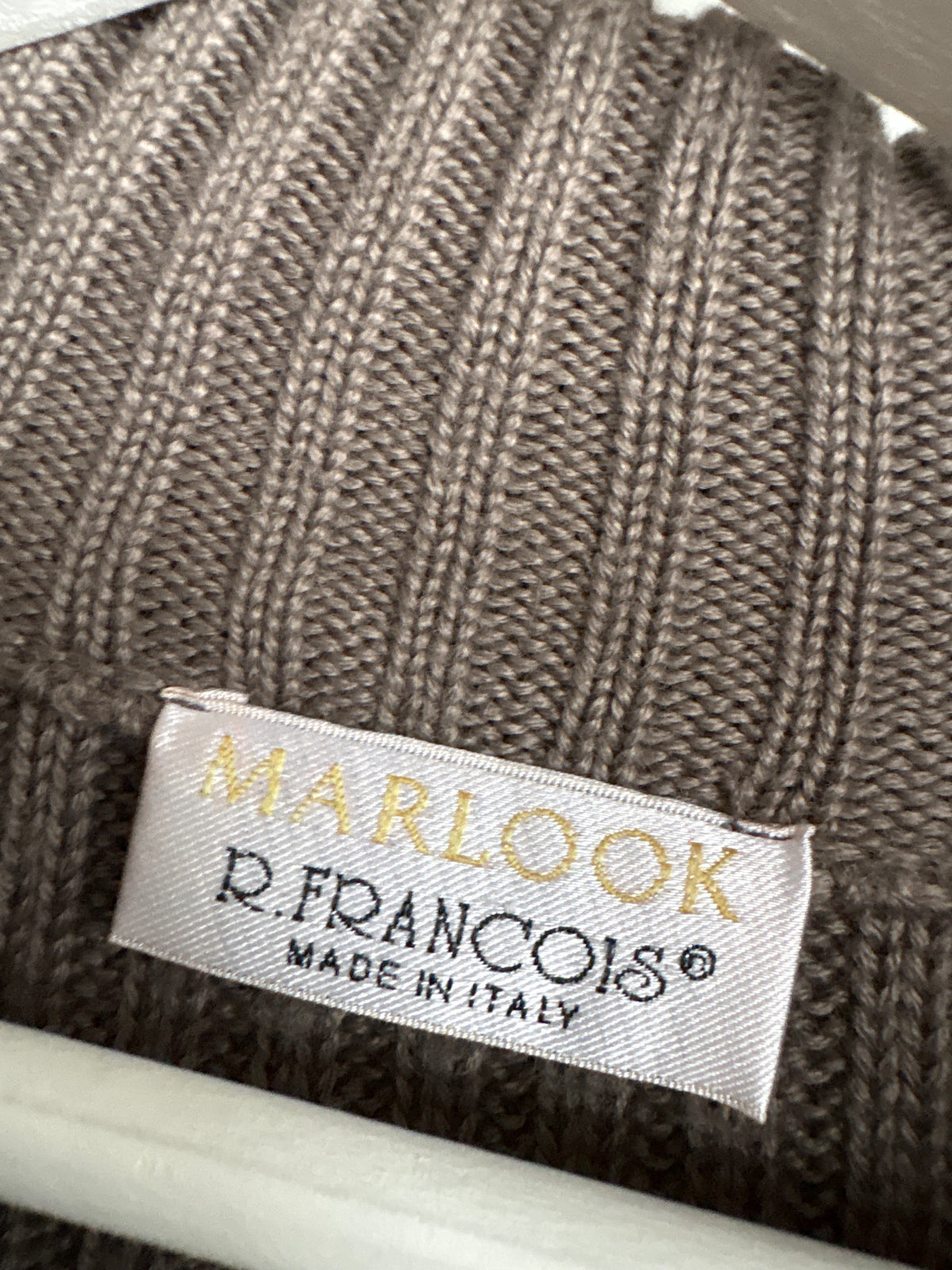 Cardigan full zip ribbed light taupe din lana merino extrafina plină