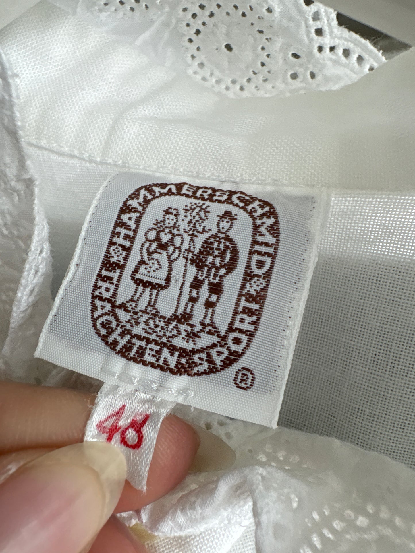 Top vintage din panzica de bumbac cu broderie anglaise