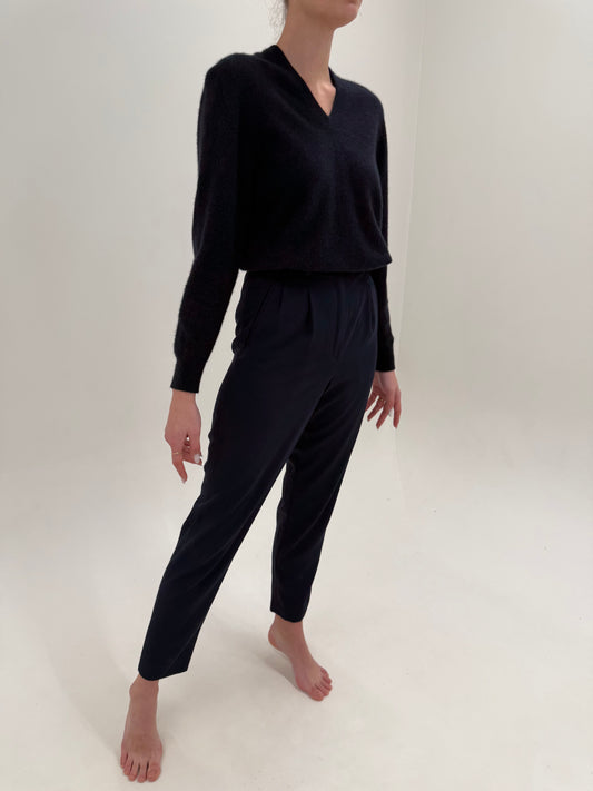 Pantaloni Mondi by Escada din lanita extrafina de primăvară cu talie ultra înaltă