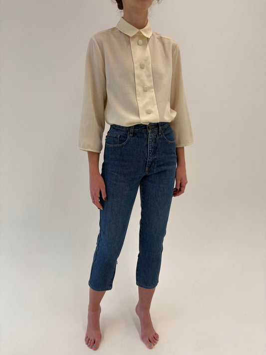 Jeans luxury Moschino petite cu talie ultra înaltă