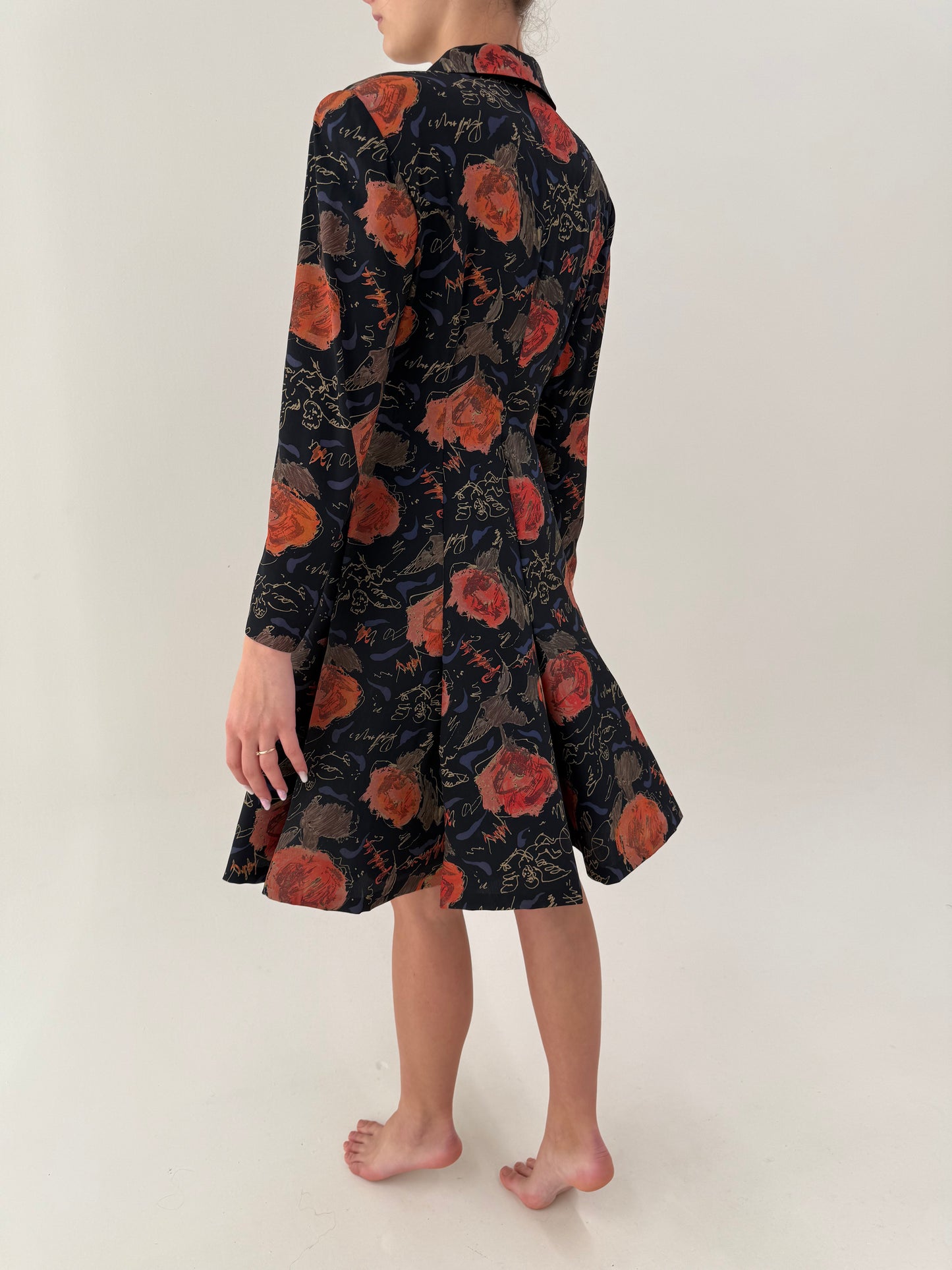 Rochie vintage din mătase naturală în clini cu fusta în stil anii 50 de la zi la seară