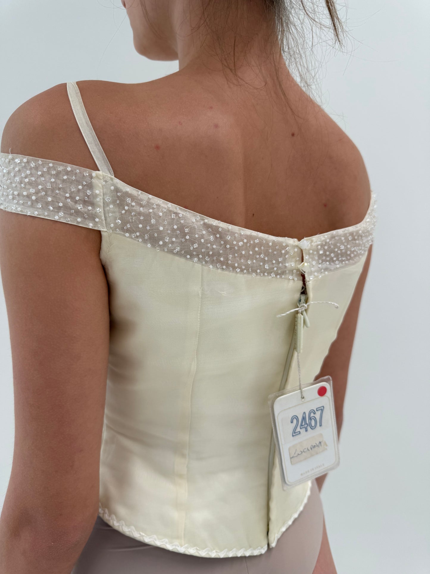 Corset vintage nou din mătase naturală și organza cu aplicații manuale