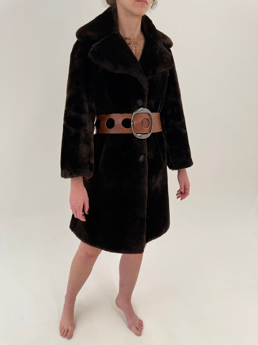 Blană naturală de miel tuns – mouton chocolate brown