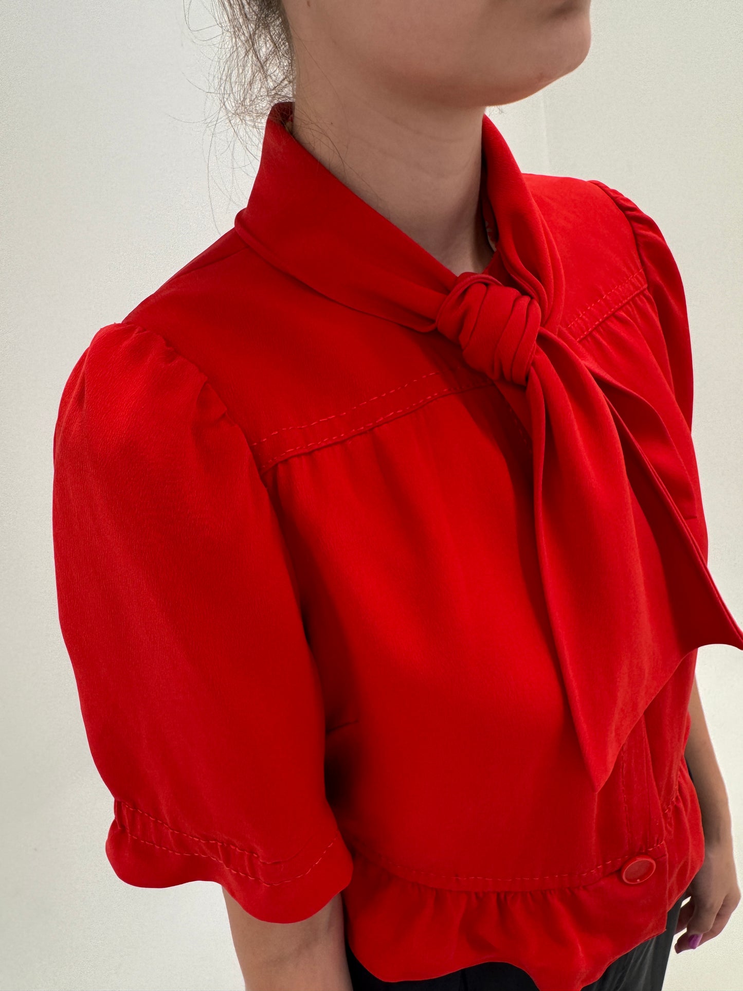 Jacheta / cămașă din mătase naturală in croi ultra chic cherry red