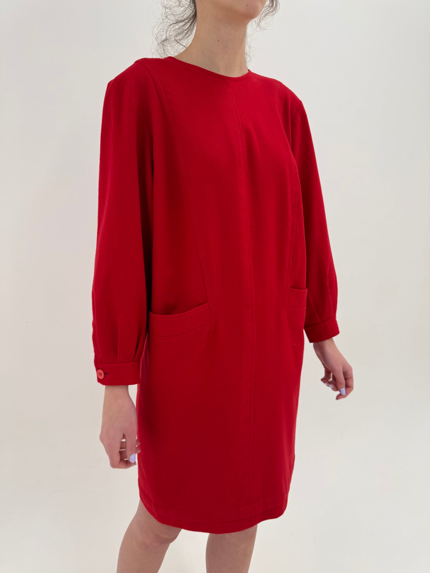 Rochie vintage ultra luxury din stofă de lana excepțională Giorgio Armani