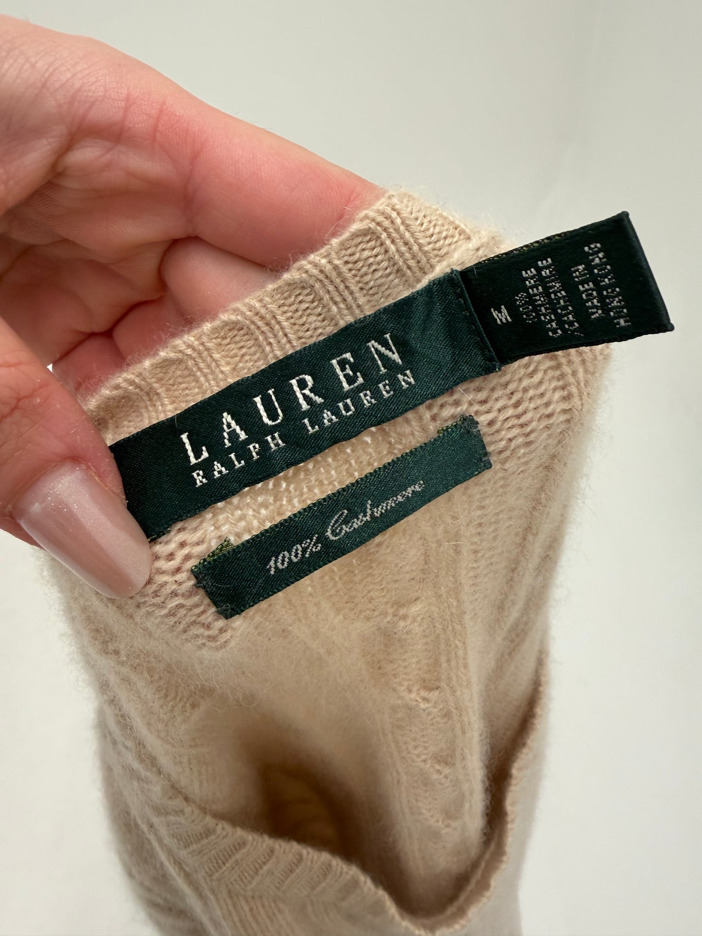 Pulover Ralph Lauren din cașmir The Iconic cable knit light camel