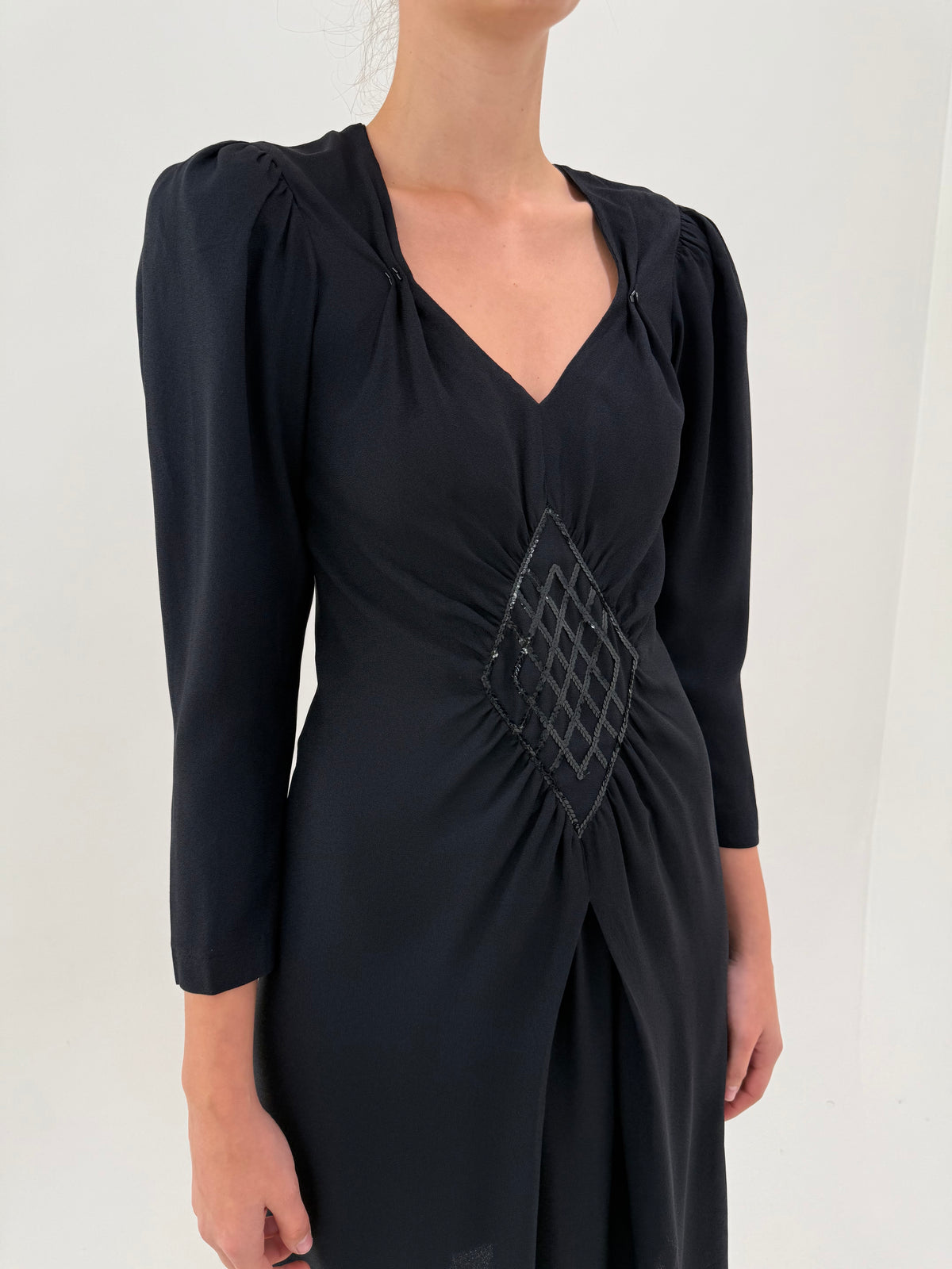 LBD Luisa Spagnoli vintage de la business la seara din crep plin cu talie marcată