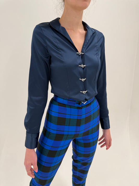 Cămașa luxury Nara Camicie cu încheiere super în trend metalică argintie