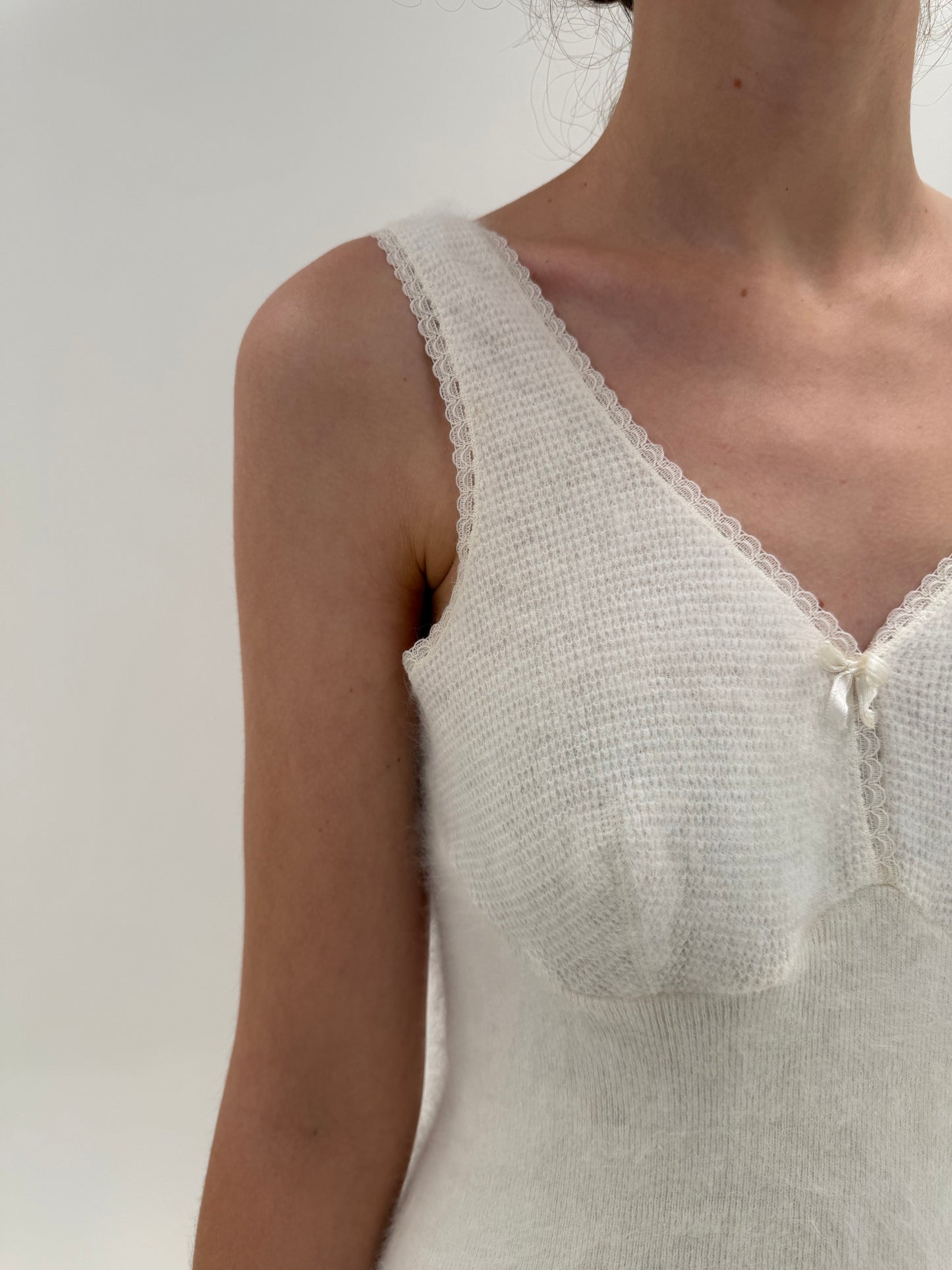 Top old vintage anii 80 din Angora cambrat și lung în stil furou