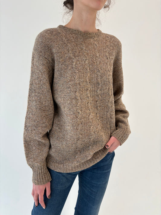 Pulover gros camel din lana super durabilă  Shetland