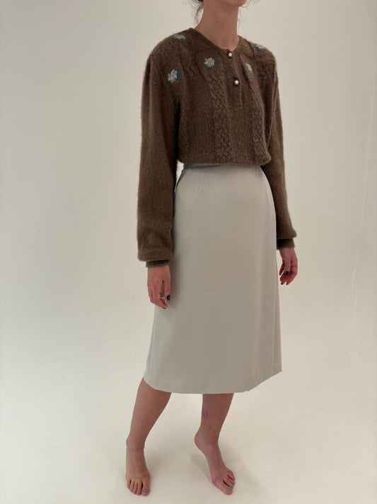 Fustă high end italiană silver gray cu buzunare de la zi la seară