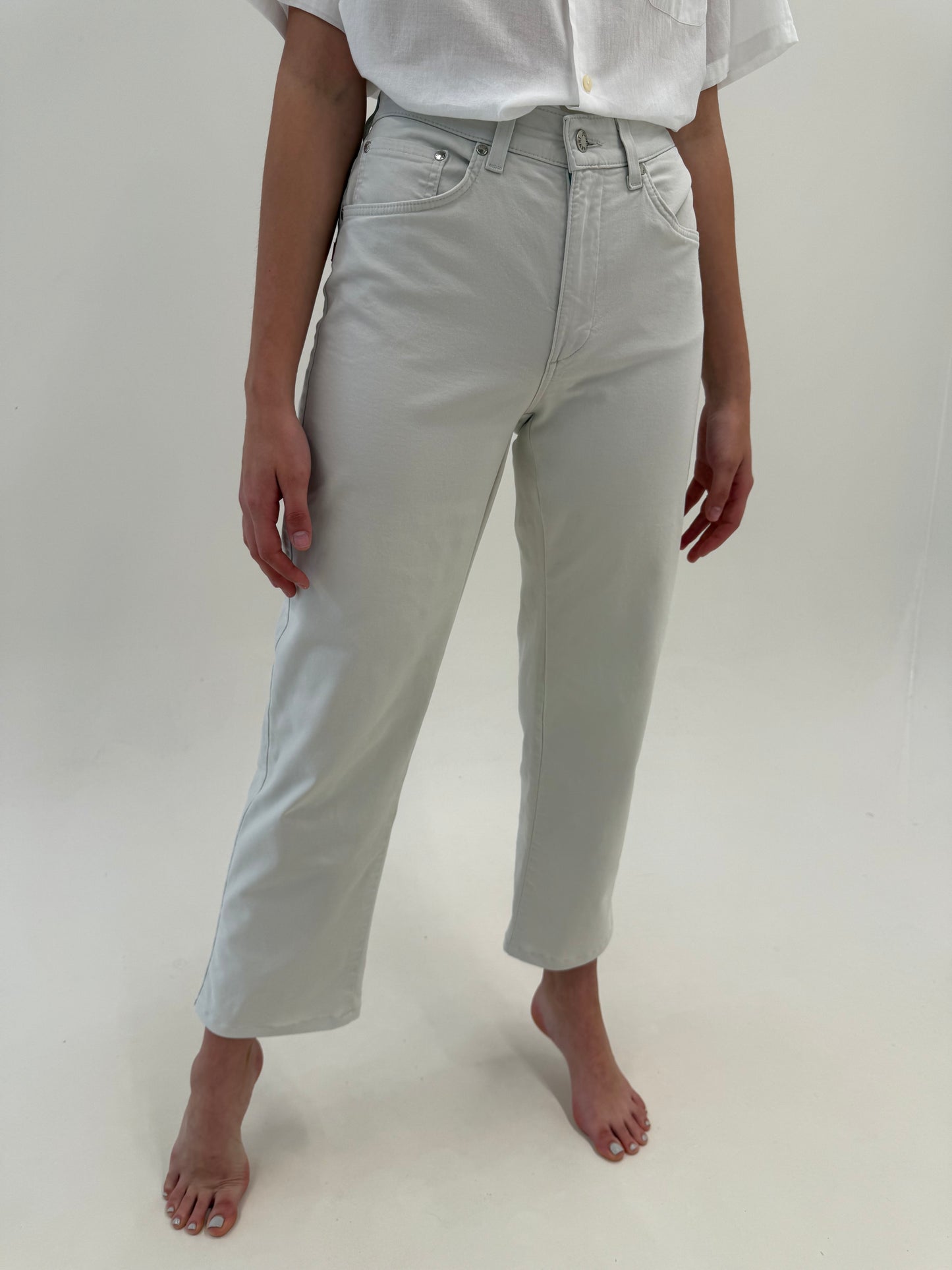 Pantaloni off white Joop de vară din bumbac ultra confort straight leg