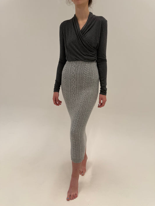 Fustă maxi Ralph Lauren din cașmir și lana extrafina cu torsade