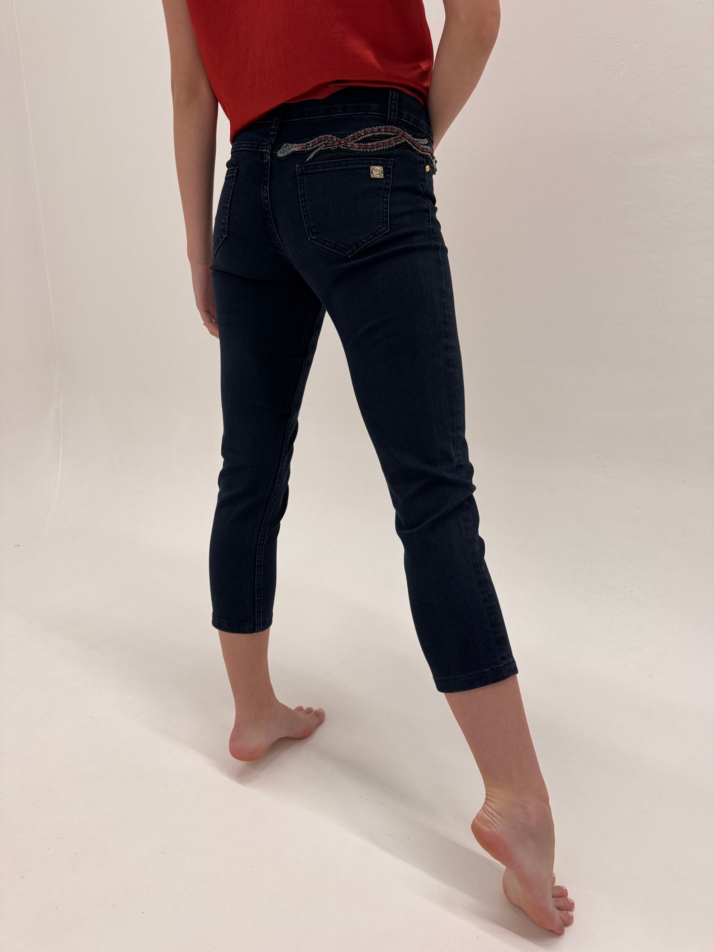 Jeans Cavalli capri cu aplicații manuale excepționale ultra confort modelatori