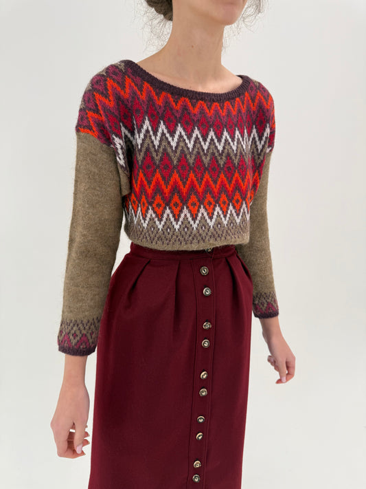 Pulover petite cu decolteu bărcuță din baby mohair