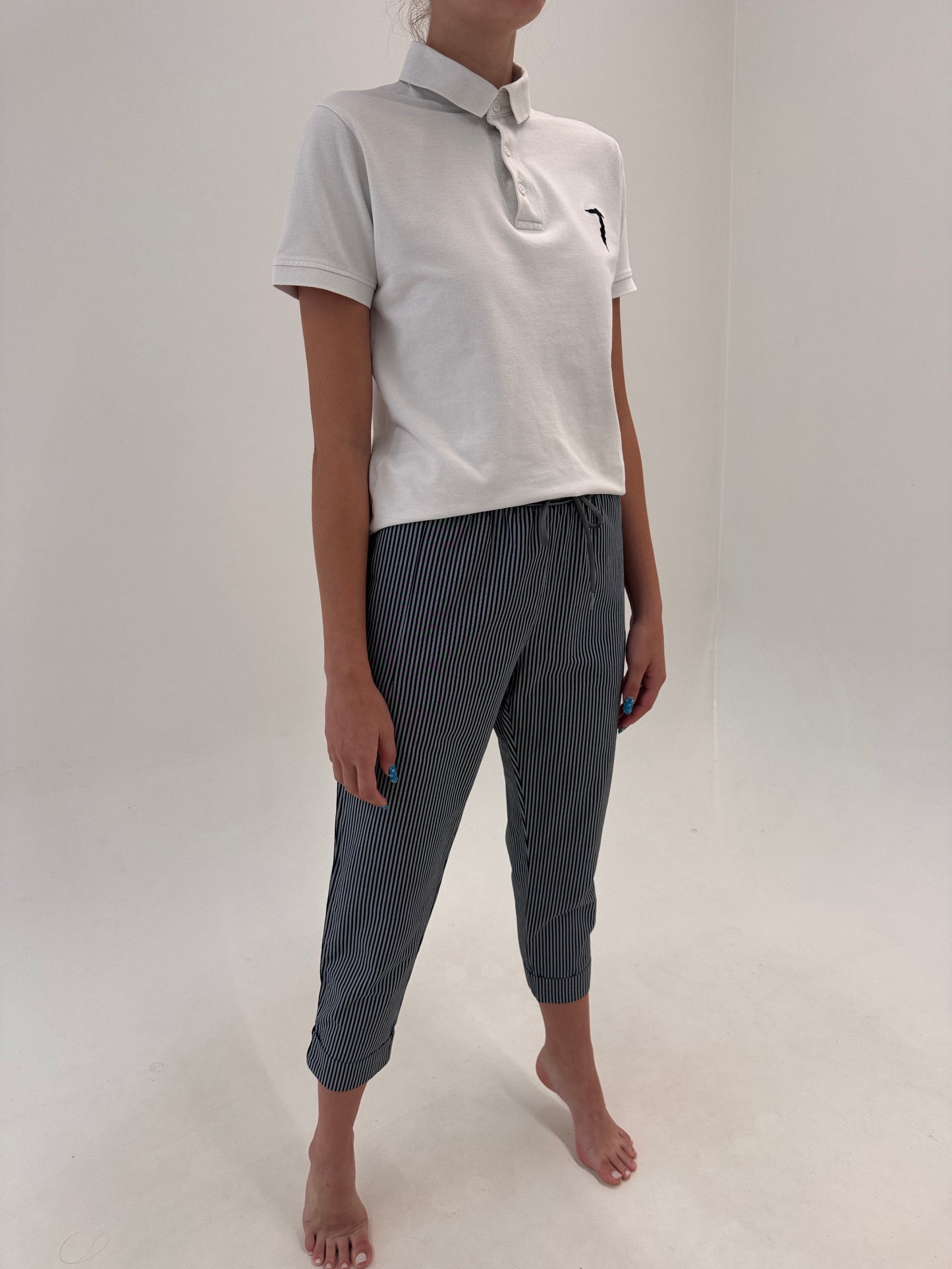 Pantaloni ultra confort Armani din bumbac premium în dungi casual