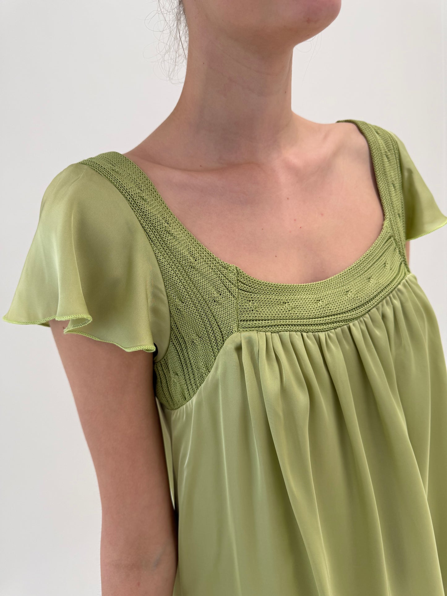 Rochie ultra chic italiană din mătase naturală verde crud