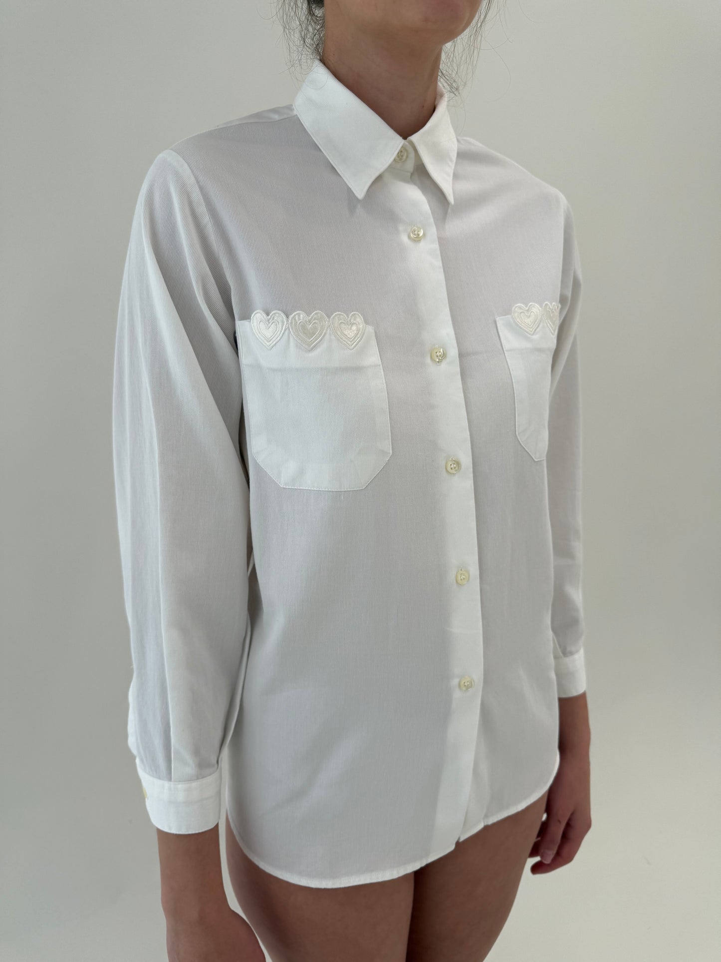 Cămașa vintage petite  din poplin excepțional cu broderie