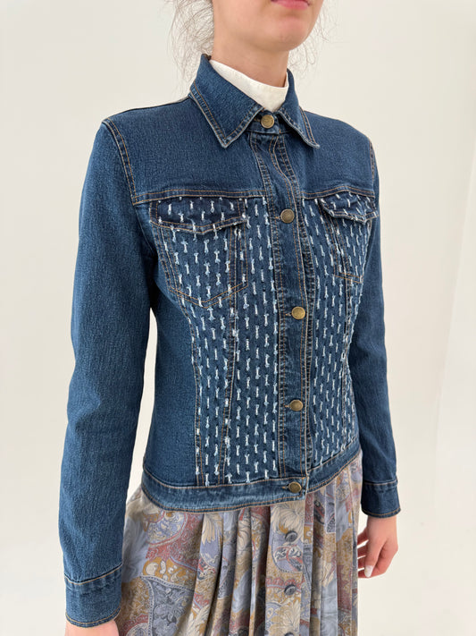 Geacă din jeans sandblasted ultra confort modelator
