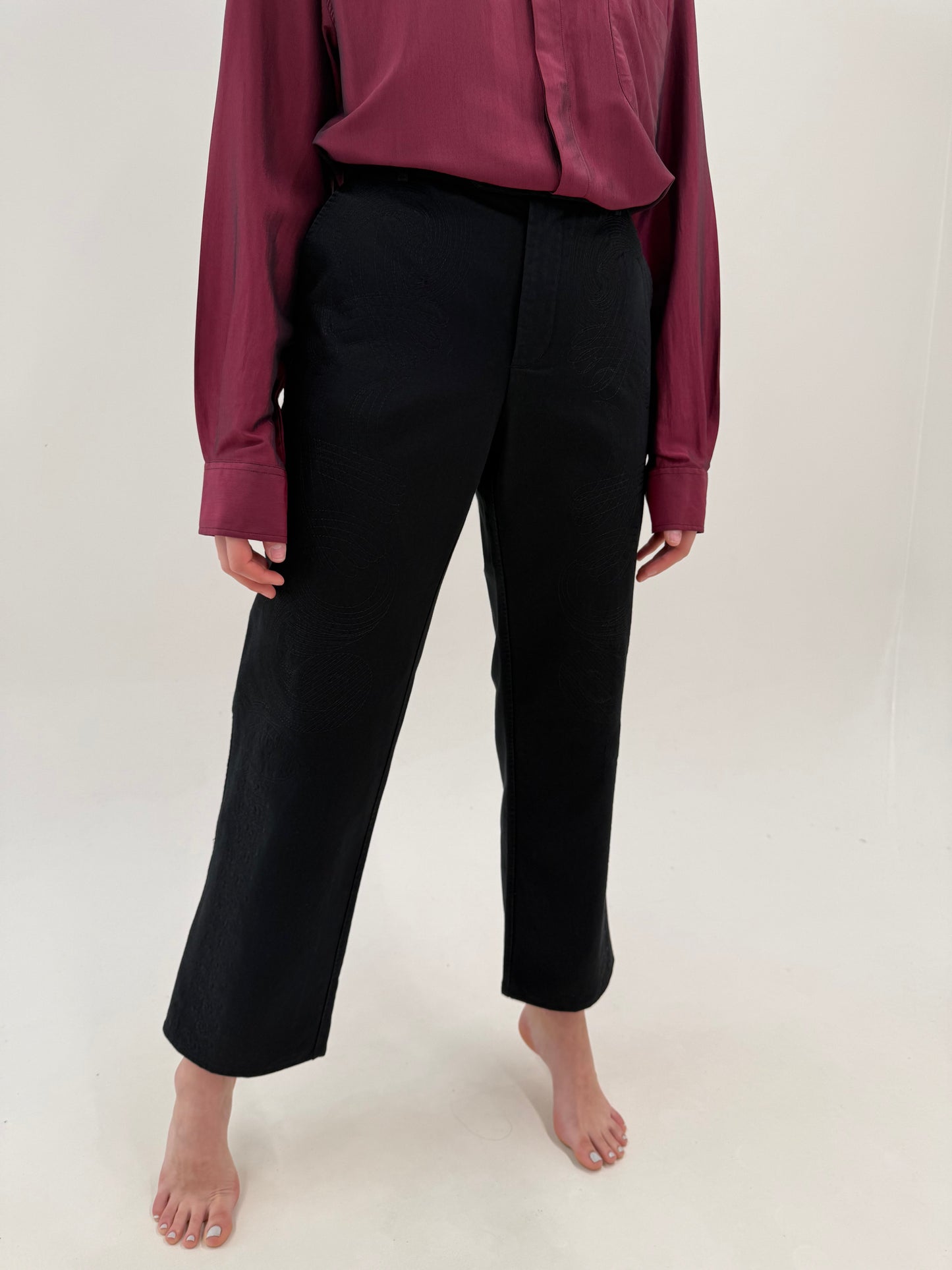 Pantaloni Roberto Cavalli chinos negri din bumbac premium