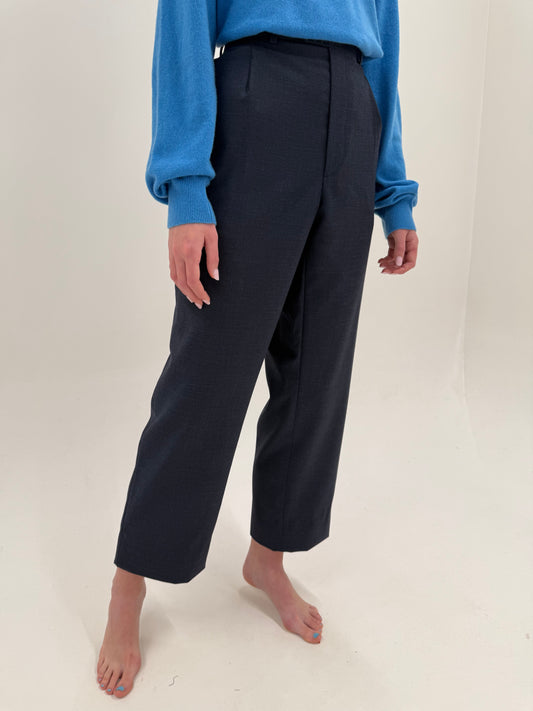 Pantaloni Navy din lana extrafina pura certificată italienești