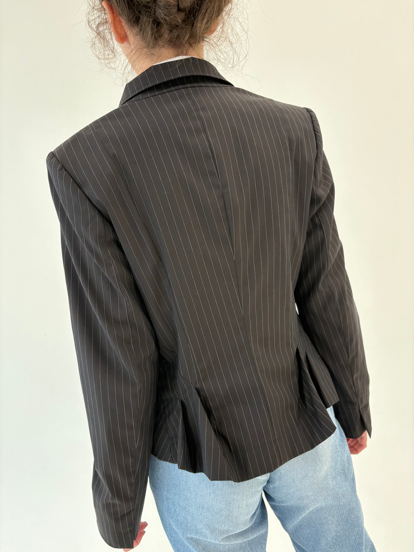 Sacou luxury René Lezard negur în croi ultra chic cambrat