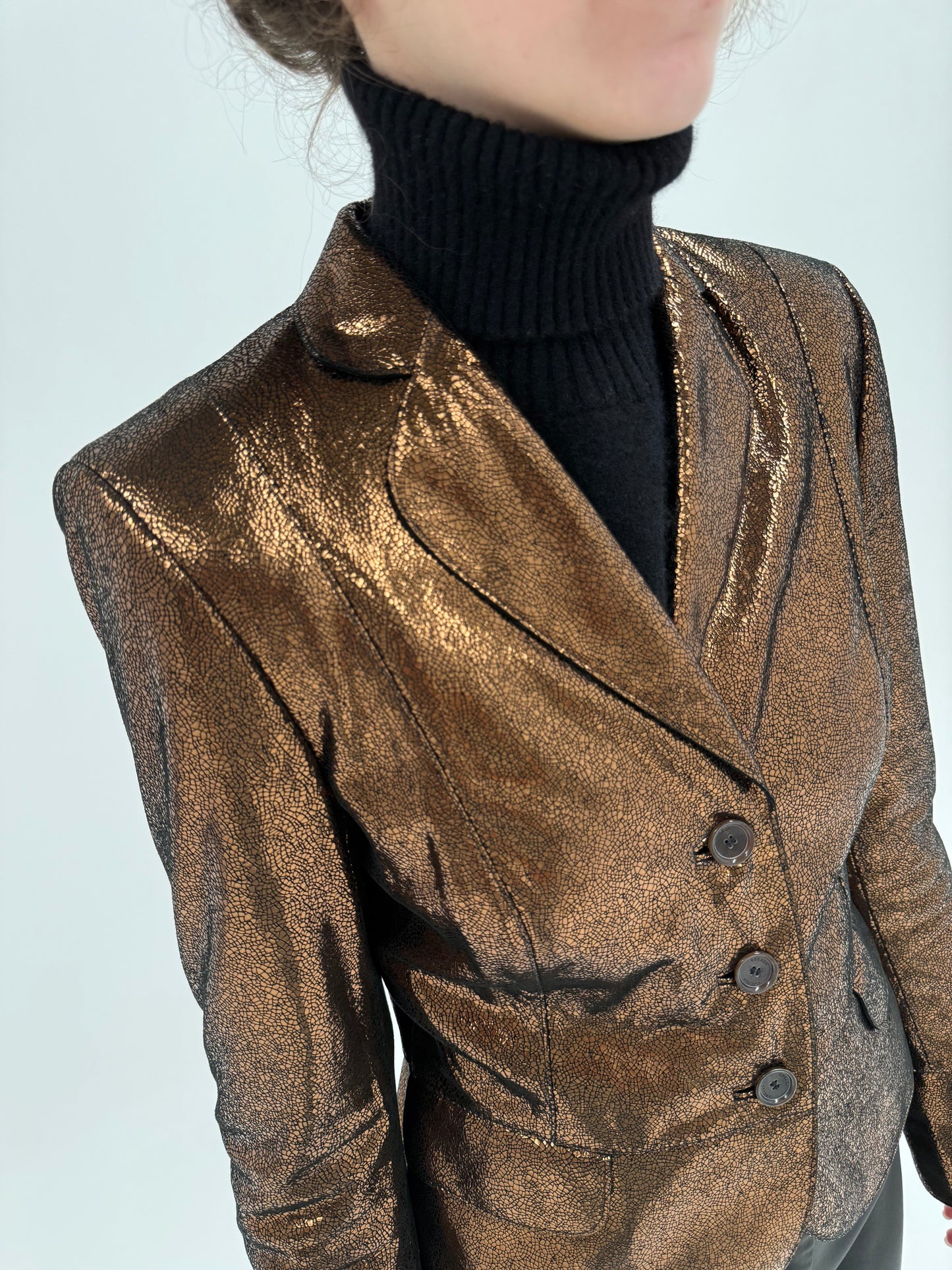 Sacou Escada cu efect copper metalizat în croi cambrat