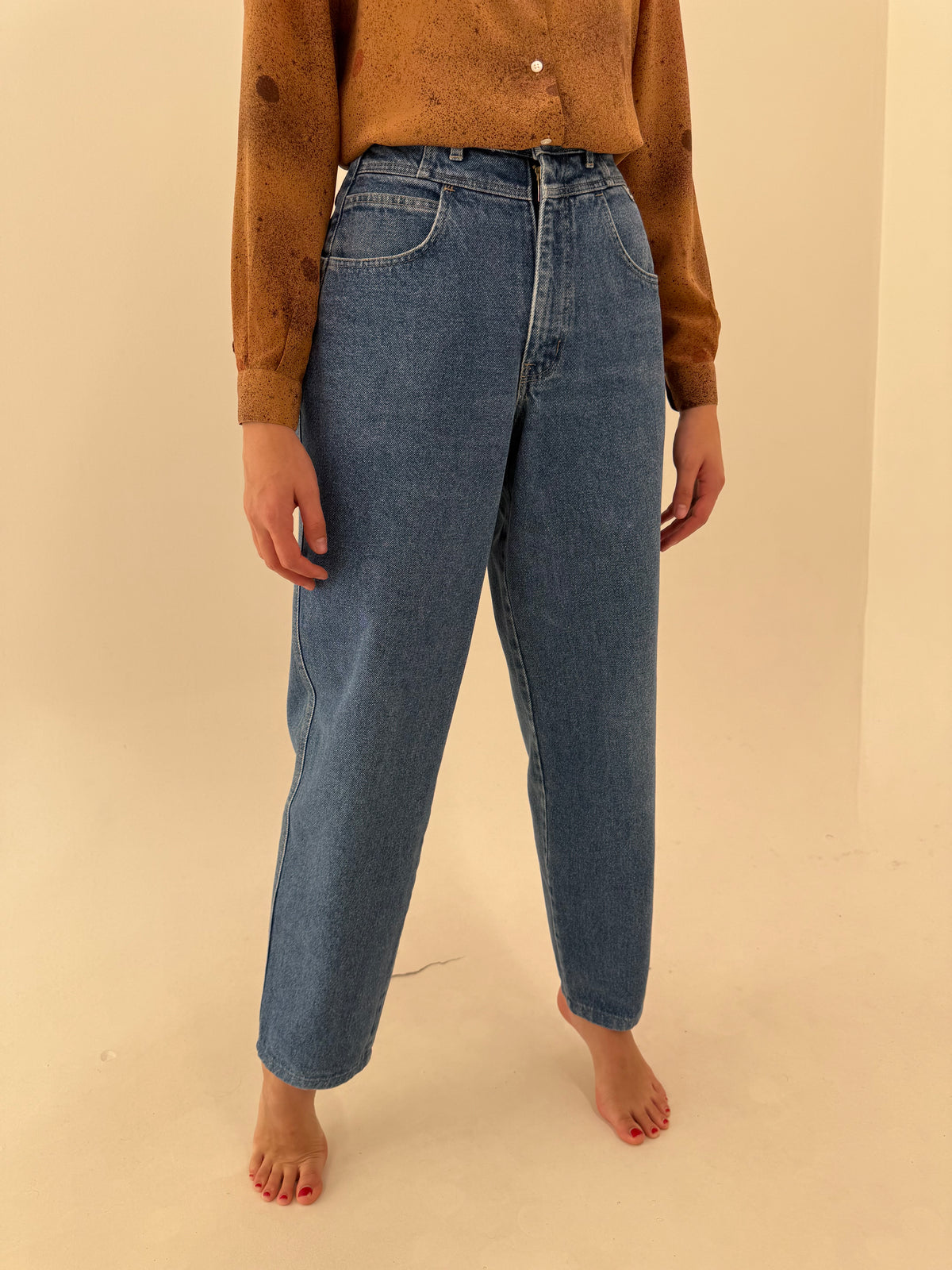 Jeans vintage tall Hugo Boss clasic wash mom fit cu talie ultra înaltă