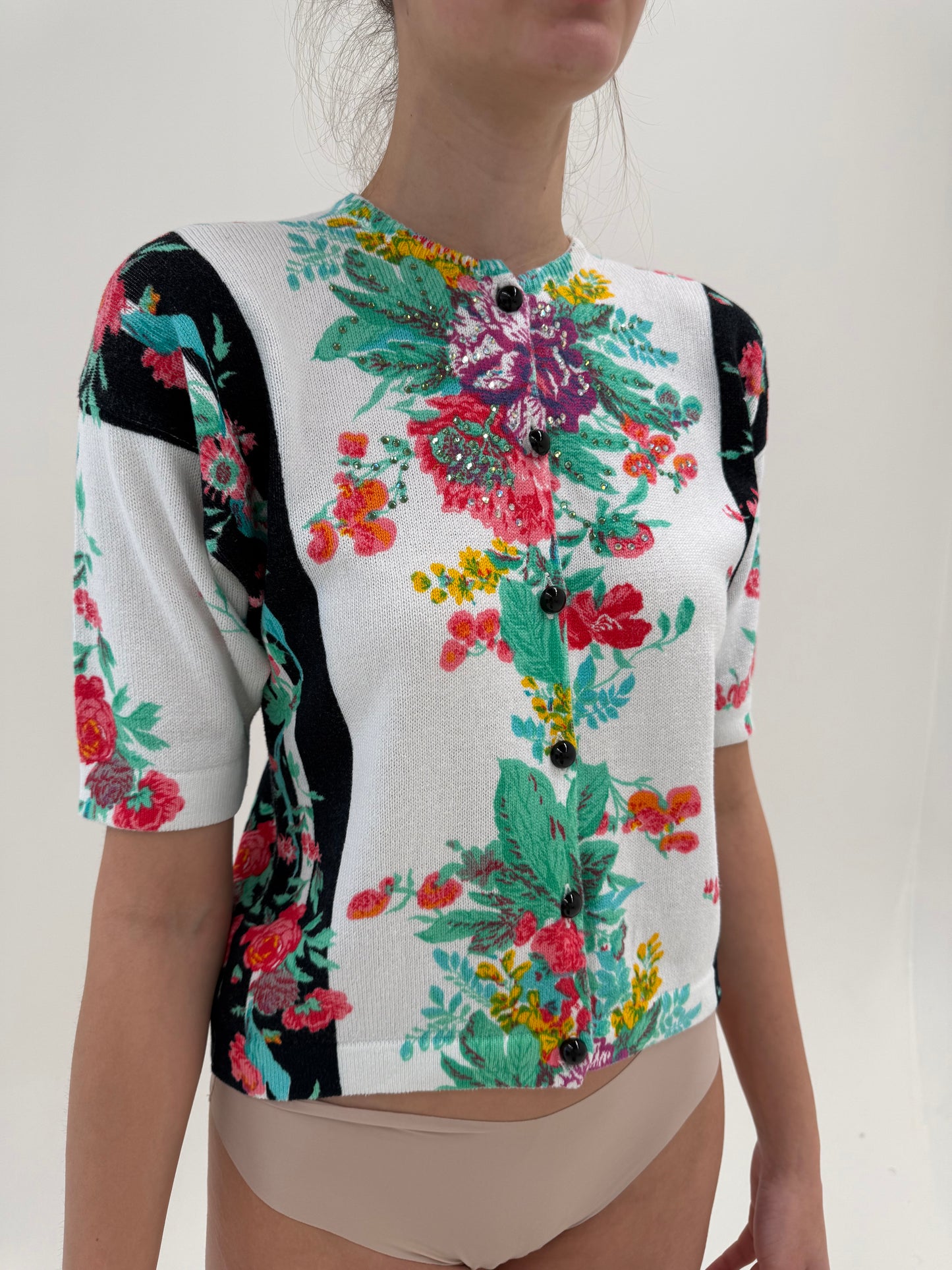 Top luxury Blumarine din tricot de bumbac cu print superb