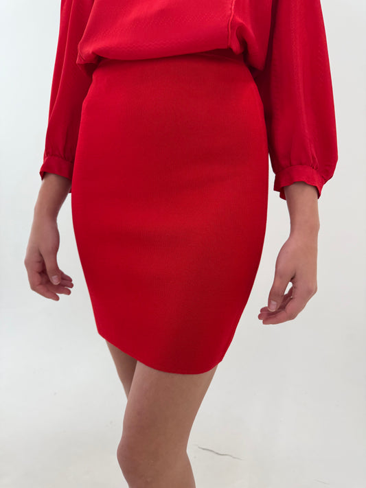 Fustă Escada din tricot greu ultra modelator cherry red