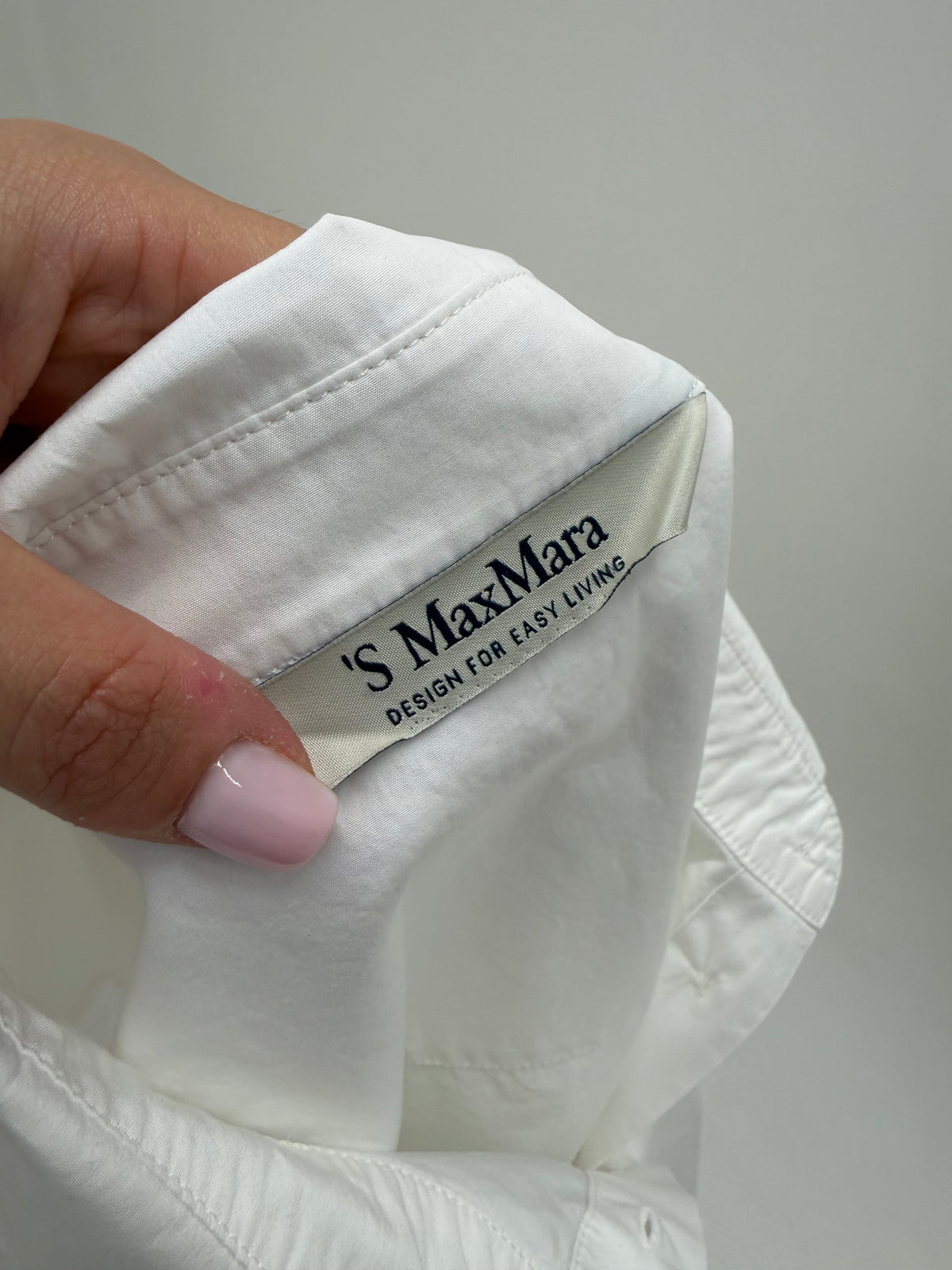 Cămașa Max Mara albă clasică din poplin excepțional de bumbac