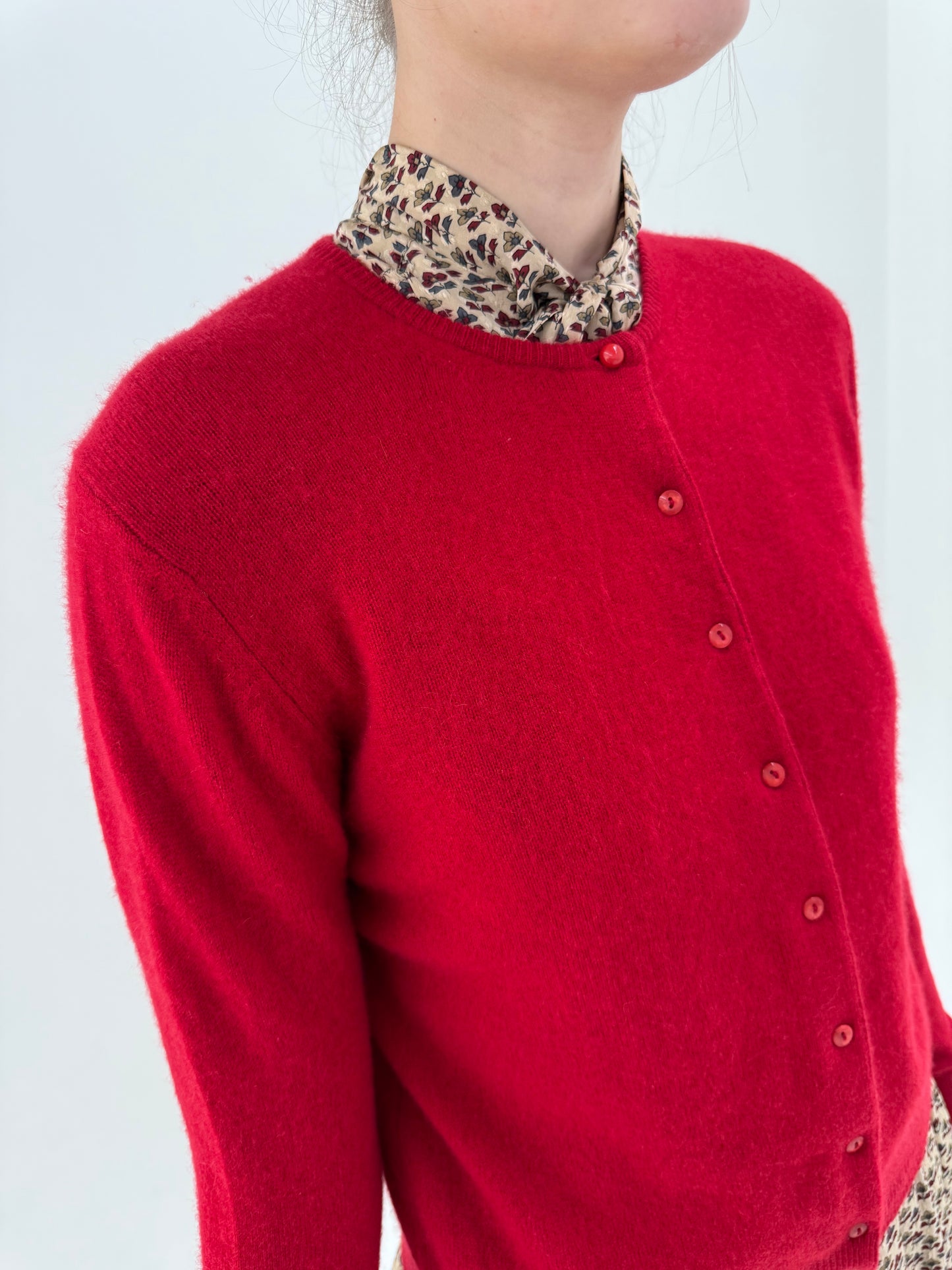 Cardigan din cașmir cherry red